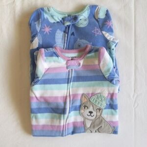 carter's 2-pack bundle fleece zipper footie sleeper pajamas 3 months baby girl